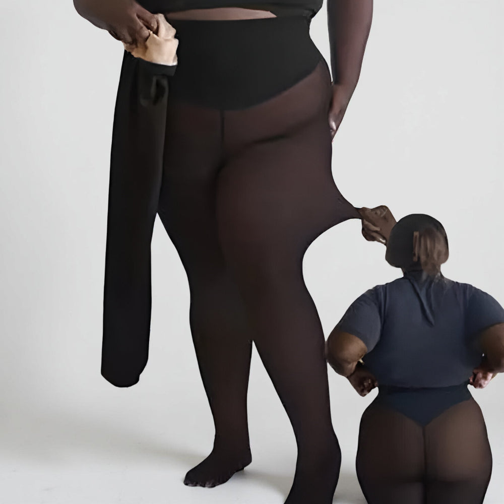 Leggings Térmicas com Efeito Transparente e Forro de Inverno
