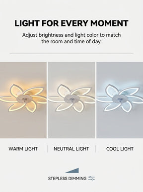Lotus flower fandelier ceiling fan with low profile LED light