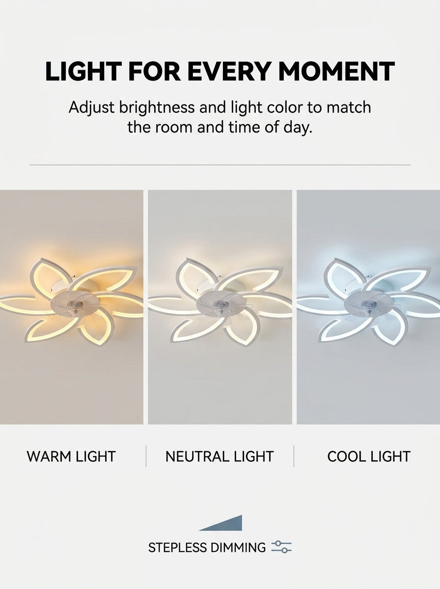 Lotus flower fandelier ceiling fan with low profile LED light