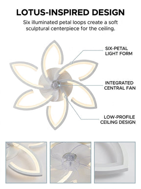 Lotus flower fandelier ceiling fan with low profile LED light