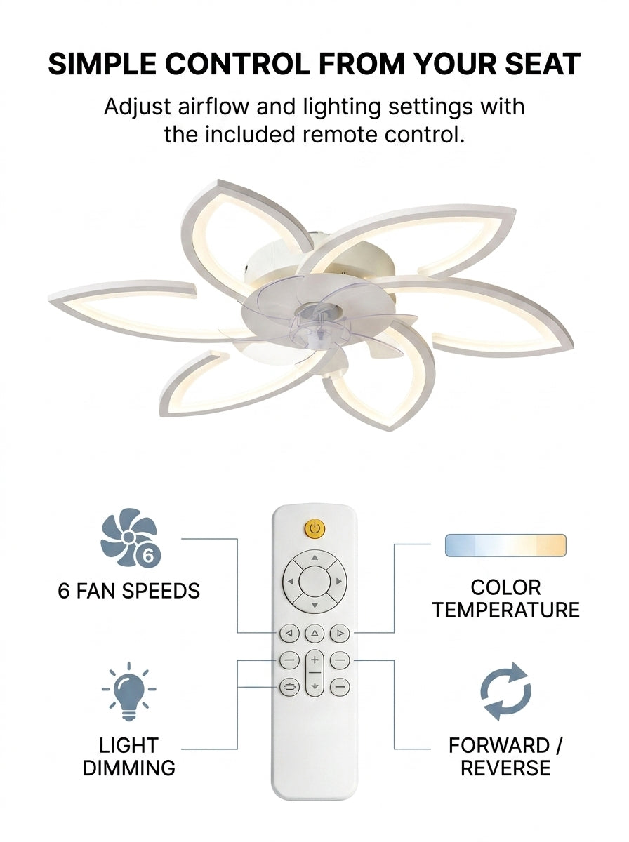 Adjust brightness, light tone and airflow with one remote.