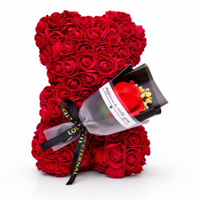 Decoração de Mesa Urso de Rosas Flor Artificial Presente de Dia dos Namorados