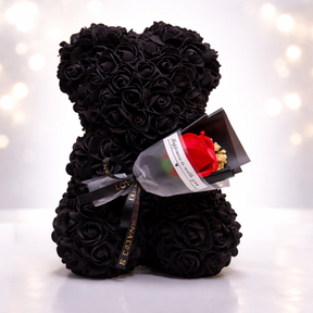 Decoração de Mesa Urso de Rosas Flor Artificial Presente de Dia dos Namorados