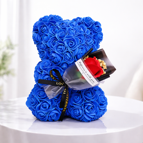 Decoração de Mesa Urso de Rosas Flor Artificial Presente de Dia dos Namorados