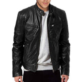 Jaqueta Biker de Couro com Gola