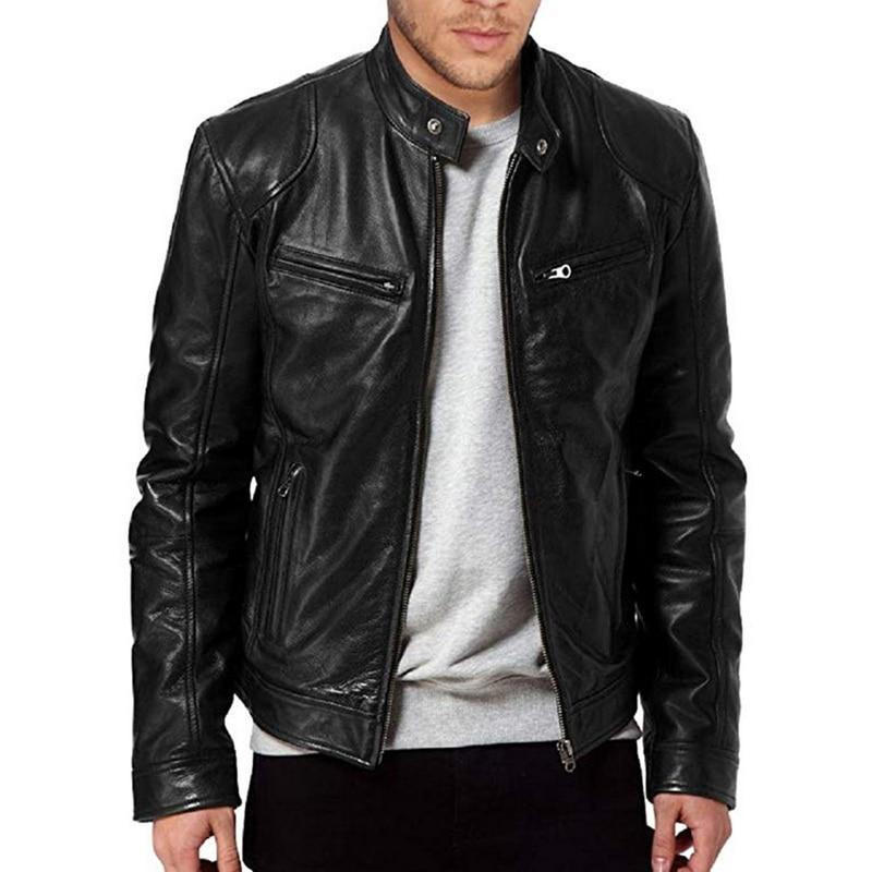Jaqueta Biker de Couro com Gola