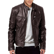 Jaqueta Biker de Couro com Gola