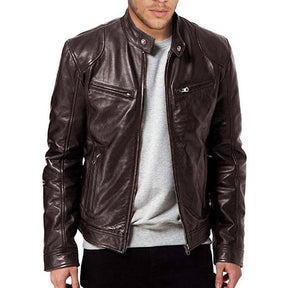 Jaqueta Biker de Couro com Gola