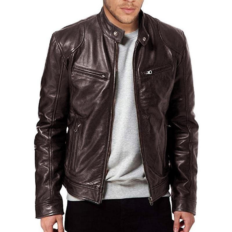 Jaqueta Biker de Couro com Gola
