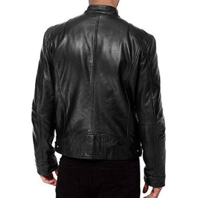 Jaqueta Biker de Couro com Gola