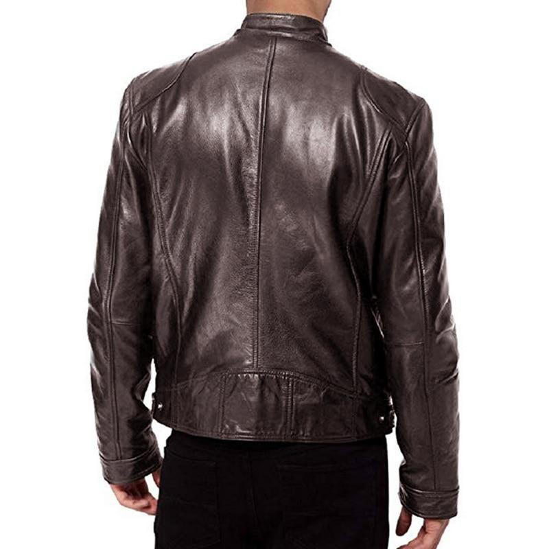 Jaqueta Biker de Couro com Gola