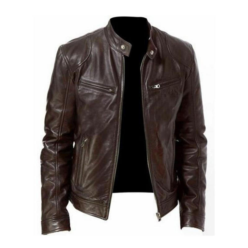 Jaqueta Biker de Couro com Gola
