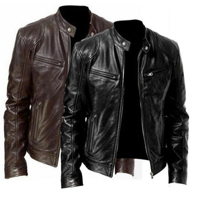 Jaqueta Biker de Couro com Gola