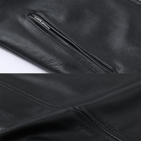 Jaqueta Biker de Couro com Gola