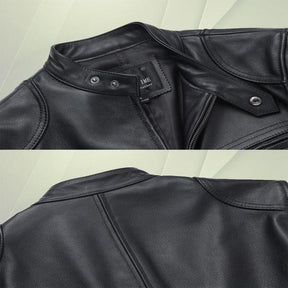 Jaqueta Biker de Couro com Gola