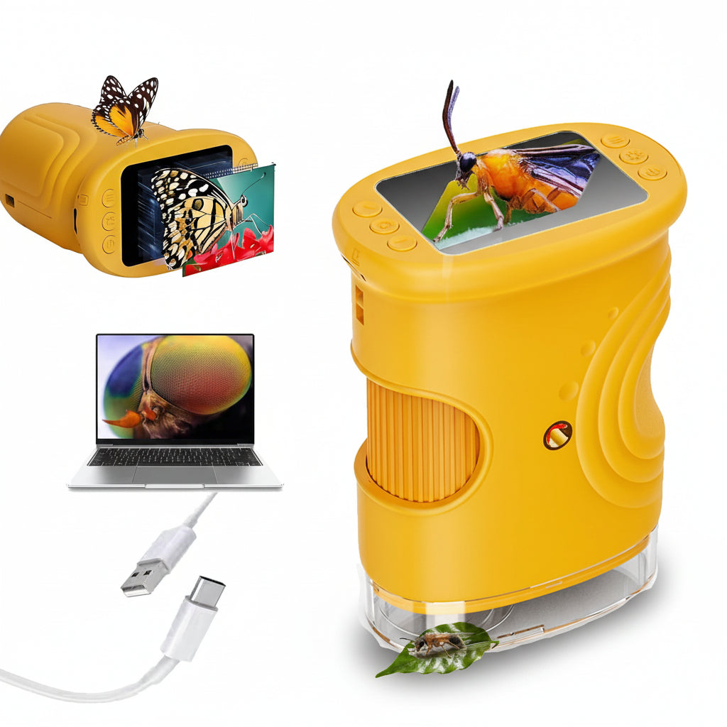 Microscópio Digital Portátil de Mão 1000x com Câmera LED para Aprendizado