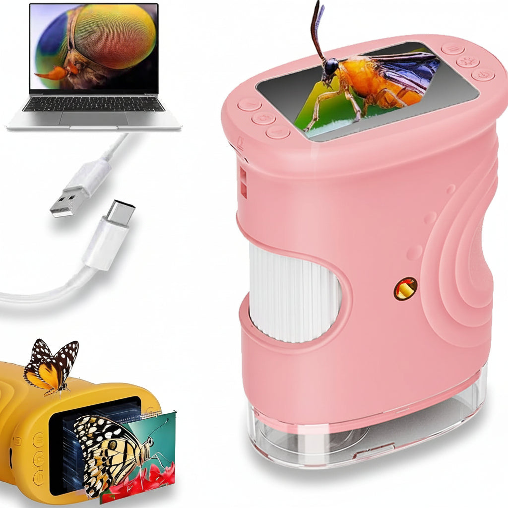 Microscópio Digital Portátil de Mão 1000x com Câmera LED para Aprendizado