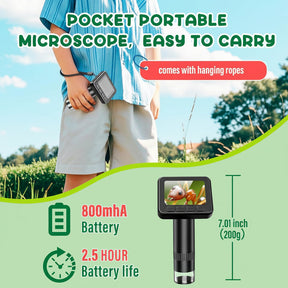Microscópio Digital Portátil com Tela HD para Aprendizado de Ciências