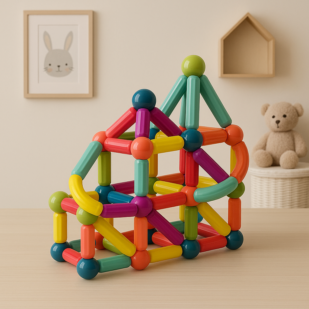 Conjunto de Blocos de Montar Magnéticos Brinquedo Educativo STEM