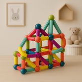 Conjunto de Blocos de Montar Magnéticos Brinquedo Educativo STEM