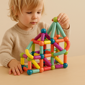 Conjunto de Blocos de Montar Magnéticos Brinquedo Educativo STEM