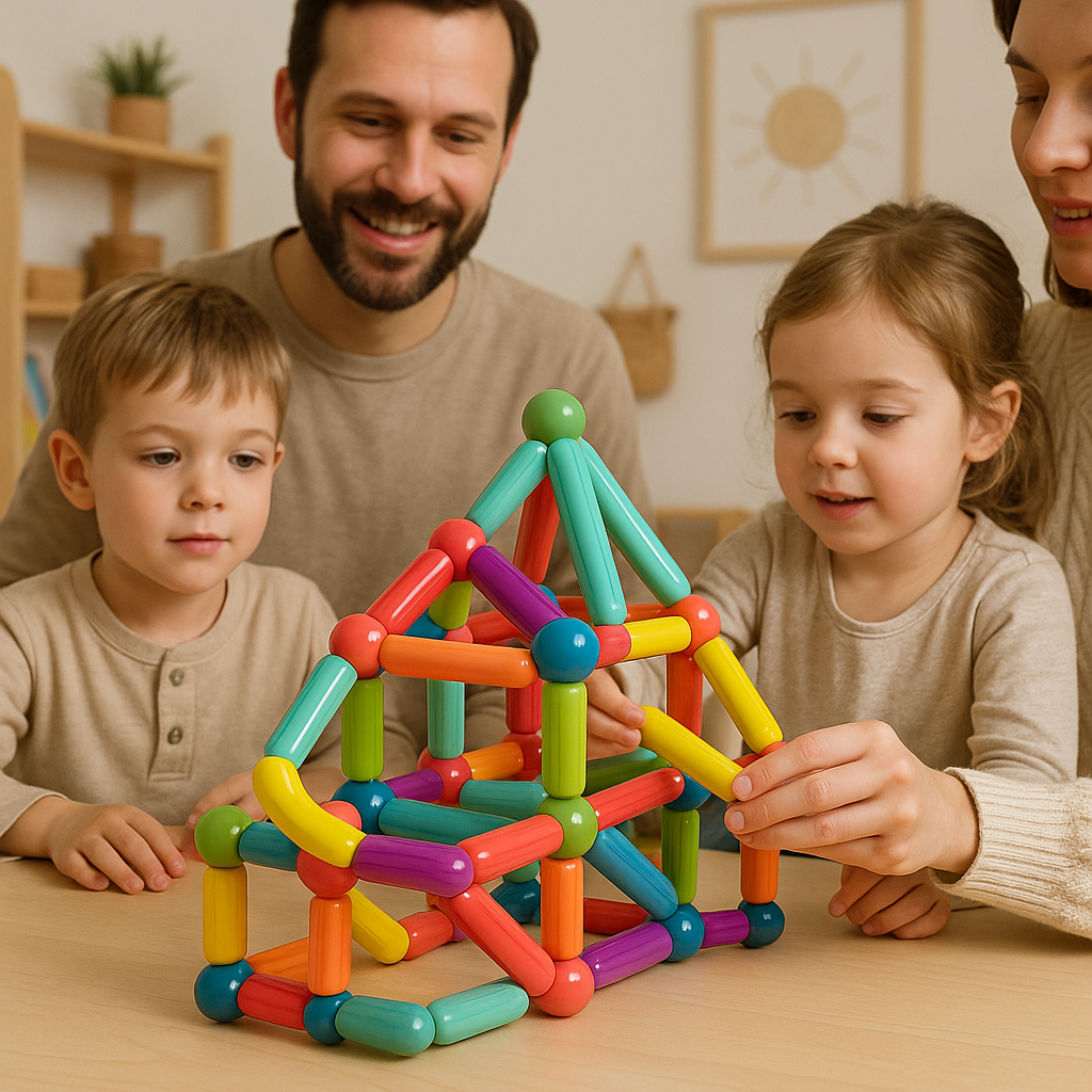 Conjunto de Blocos de Montar Magnéticos Brinquedo Educativo STEM