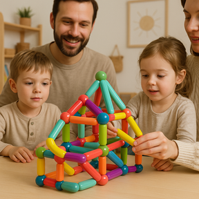 Conjunto de Blocos de Montar Magnéticos Brinquedo Educativo STEM