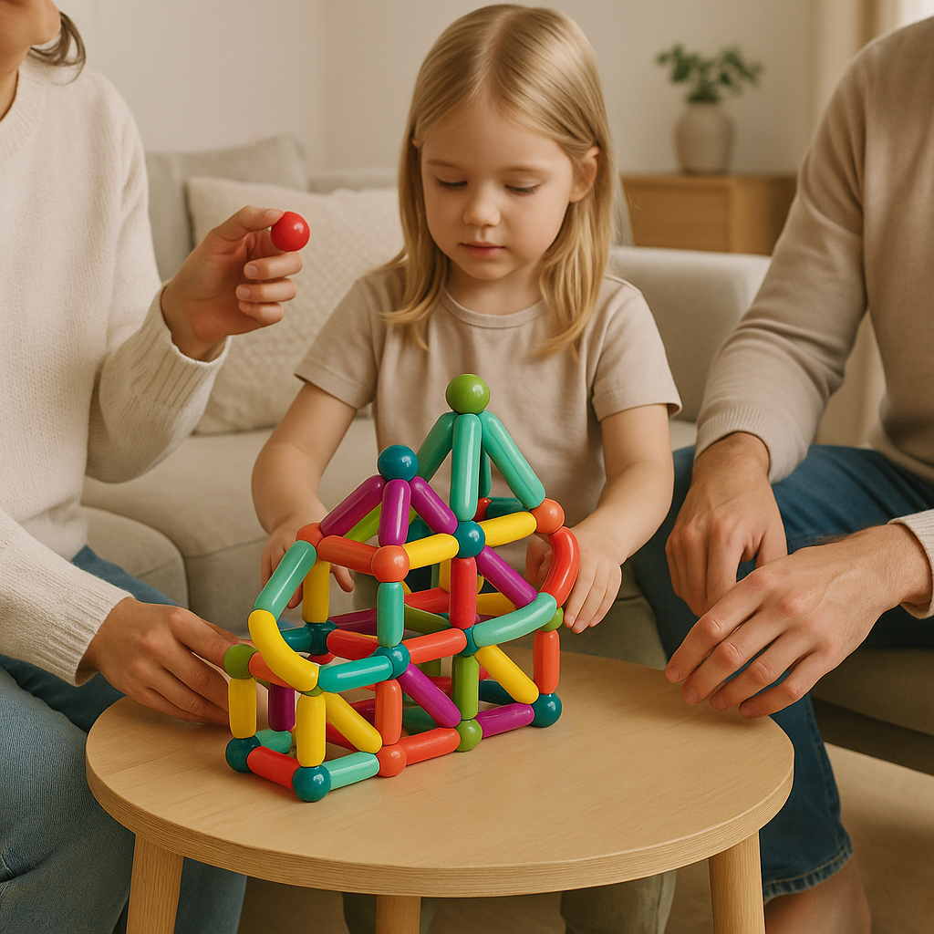 Conjunto de Blocos de Montar Magnéticos Brinquedo Educativo STEM