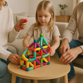 Conjunto de Blocos de Montar Magnéticos Brinquedo Educativo STEM