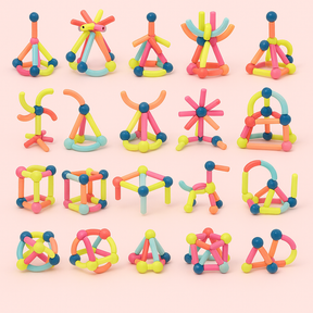 Conjunto de Blocos de Montar Magnéticos Brinquedo Educativo STEM