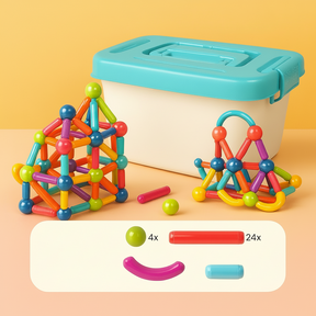 Conjunto de Blocos de Montar Magnéticos Brinquedo Educativo STEM