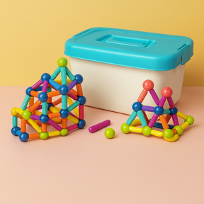 Conjunto de Blocos de Montar Magnéticos Brinquedo Educativo STEM