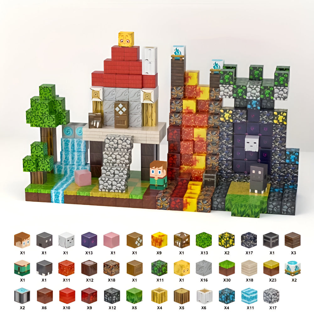 Conjunto de Cubos de Construção Criativos com Blocos Magnéticos para Crianças