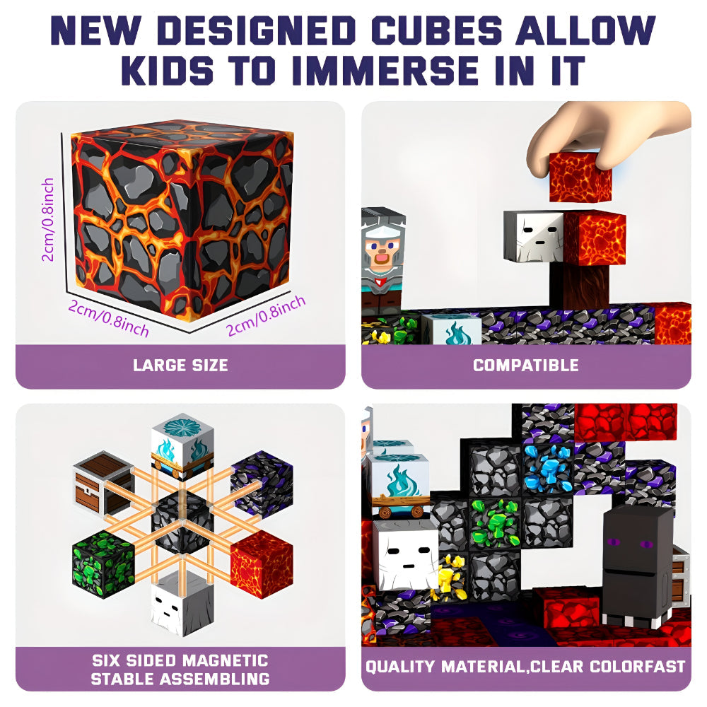 Conjunto de Cubos de Construção Criativos com Blocos Magnéticos para Crianças