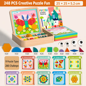 Conjunto de Blocos de Montar Magnéticos em Madeira - Brinquedo Educativo STEM