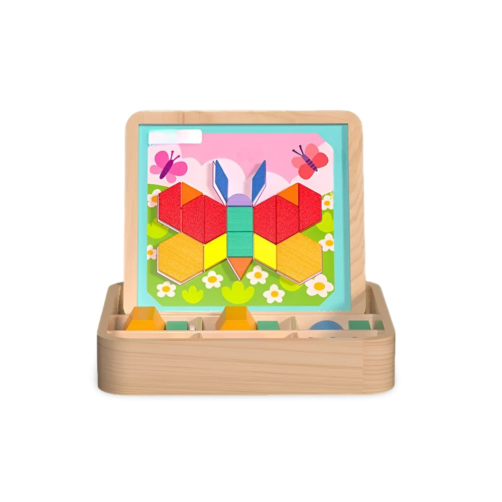 Conjunto de Blocos de Montar Magnéticos em Madeira - Brinquedo Educativo STEM
