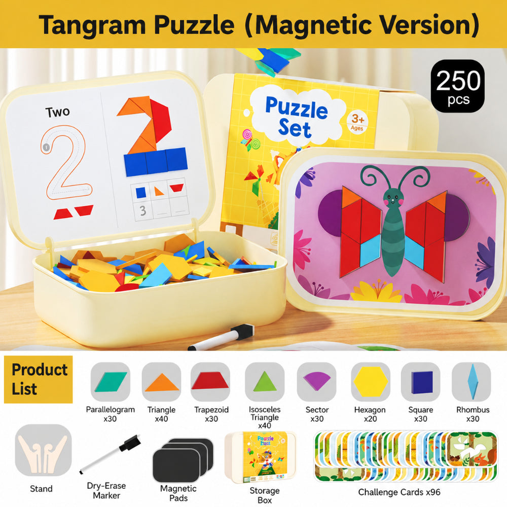 Conjunto de Blocos de Montar Magnéticos em Madeira - Brinquedo Educativo STEM