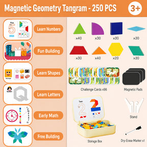 Conjunto de Blocos de Montar Magnéticos em Madeira - Brinquedo Educativo STEM