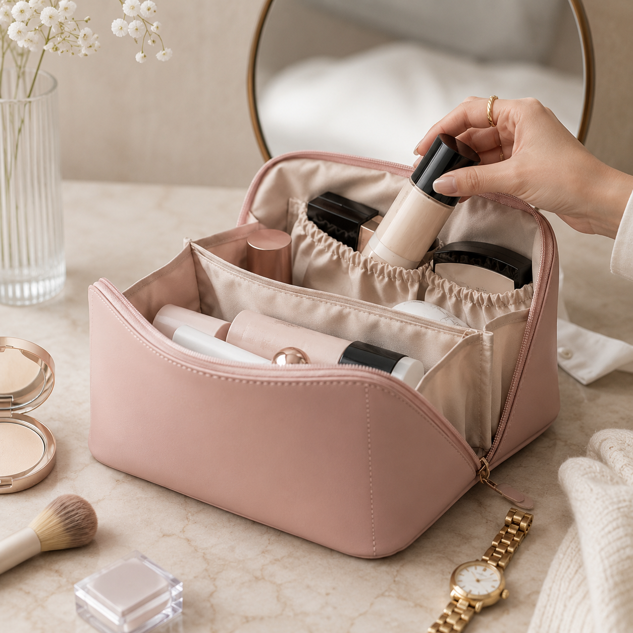 Nécessaire de Maquiagem Organizador de Cosméticos Design Prático para Viagem