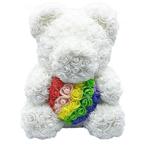 Urso de Pelúcia com Rosa do Amor Eterno Presente de Dia dos Namorados 25cm