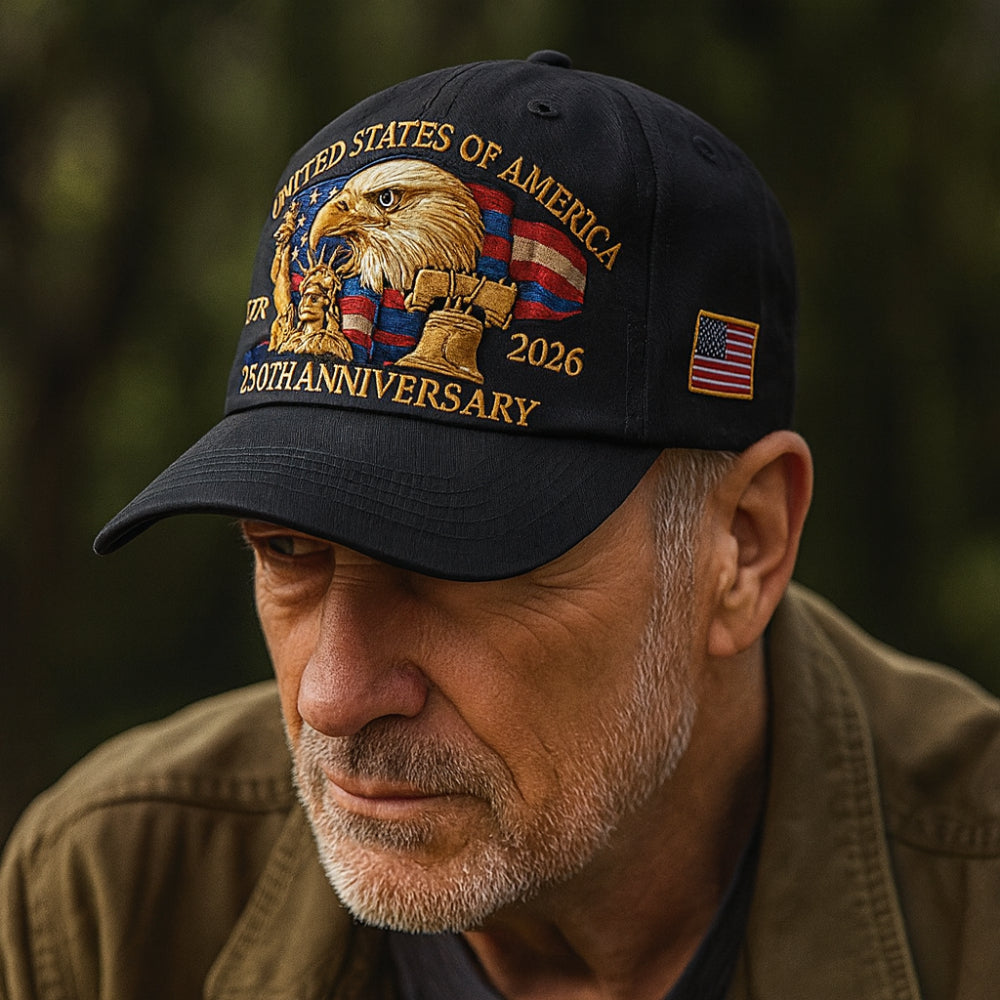 Men’s Baseball Cap Patriotic Eagle 250th Anniversary Veterans Hat