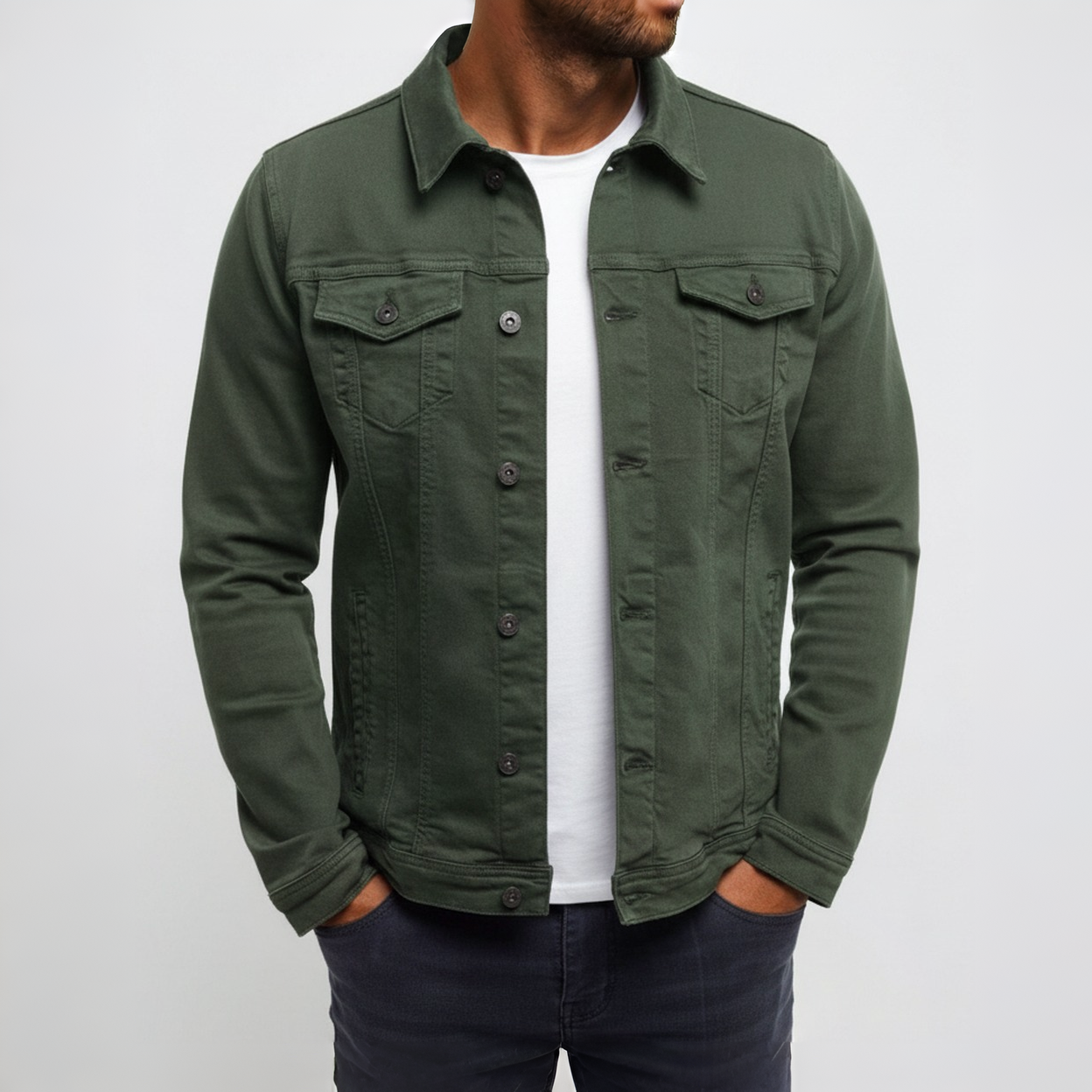 Jaqueta Masculina Casual com Botões Frontais Leve