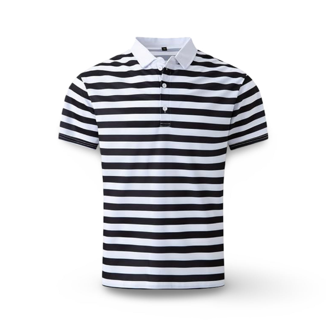 Camisa Polo Masculina Listrada de Manga Curta para o Verão