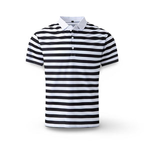 Camisa Polo Masculina Listrada de Manga Curta para o Verão