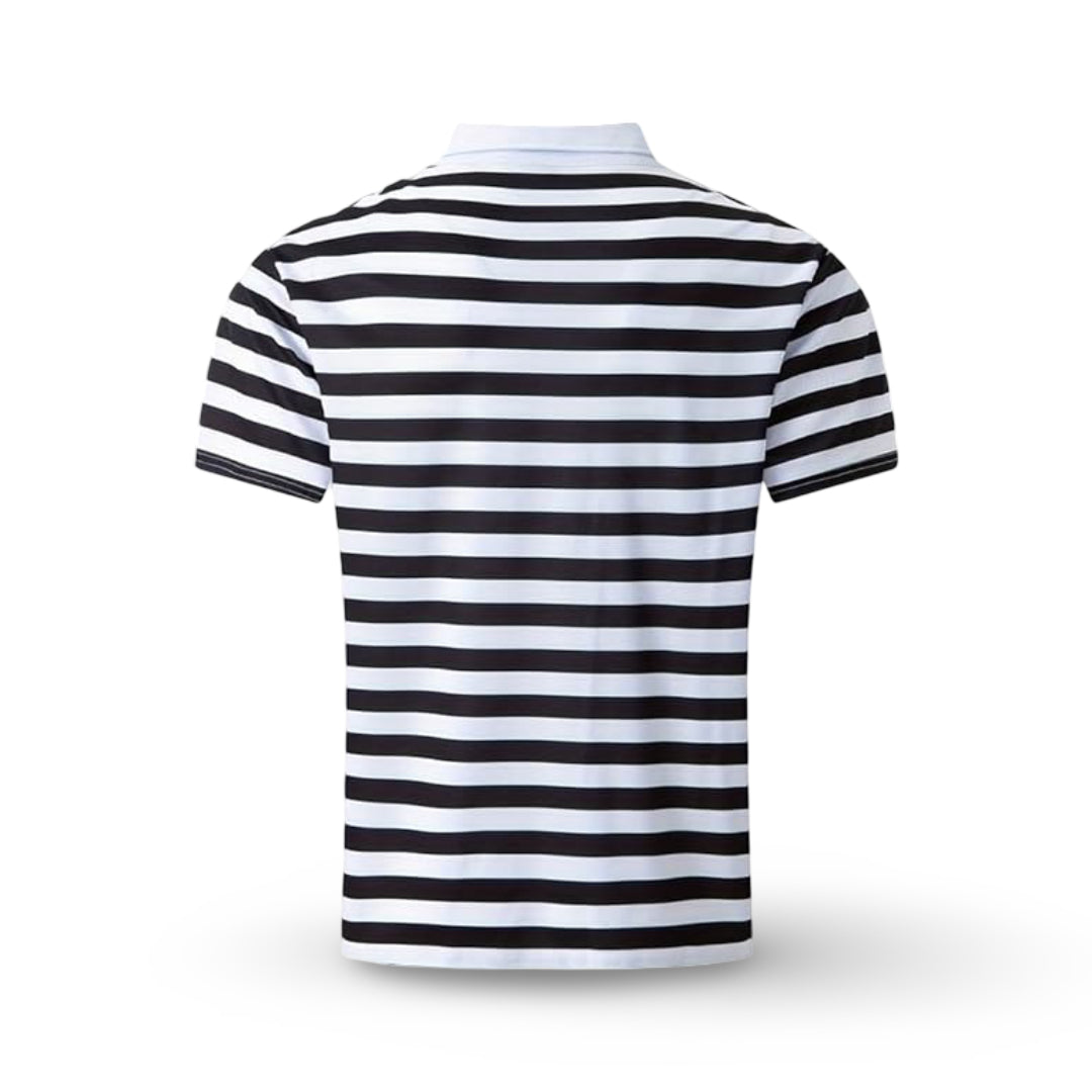 Camisa Polo Masculina Listrada de Manga Curta para o Verão