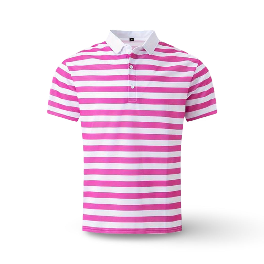 Camisa Polo Masculina Listrada de Manga Curta para o Verão