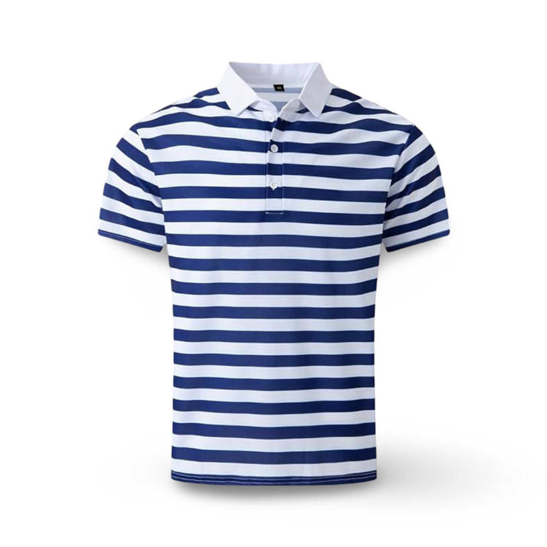 Camisa Polo Masculina Listrada de Manga Curta para o Verão
