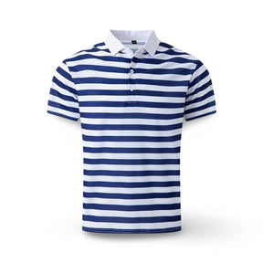Camisa Polo Masculina Listrada de Manga Curta para o Verão
