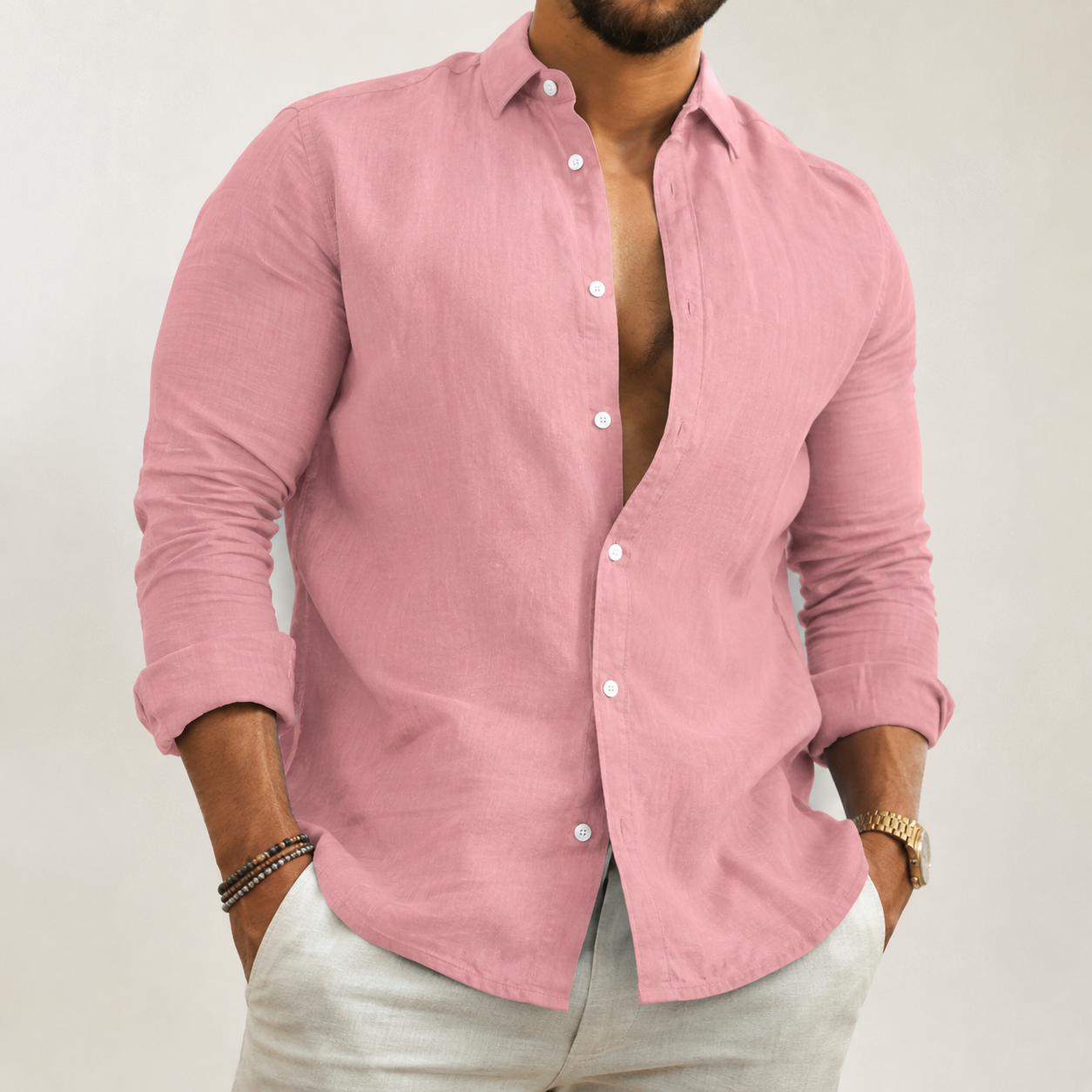 Camisa Masculina de Manga Longa Casual | Uso Diário