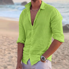 Camisa Masculina de Manga Longa Casual | Moda Primavera Verão